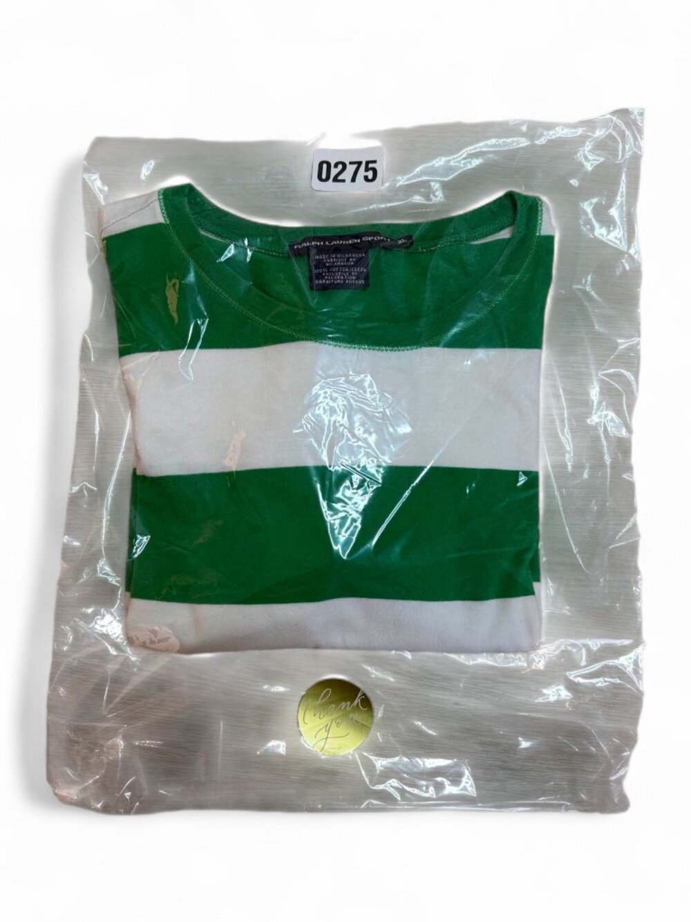 Ralph Lauren Sport Green White Women's Striped Tee XL Green - Picture 7 of 8